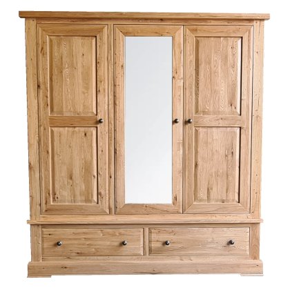 Reims Triple Oak Wardrobe with 2 Drawers