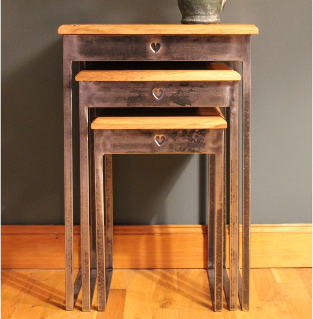 Nest of Tables (Hearts detail and oak tops)