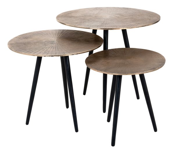 Vittorio Champagne Gold Set of 3 Coffee Tables