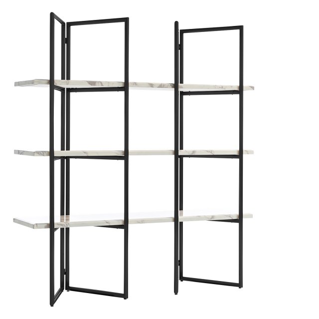 Lagrand Black Wall Cabinet With 3 Shelves in Faux Marble