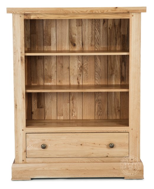 Reims Low Wide Bookcase with Bottom Drawer