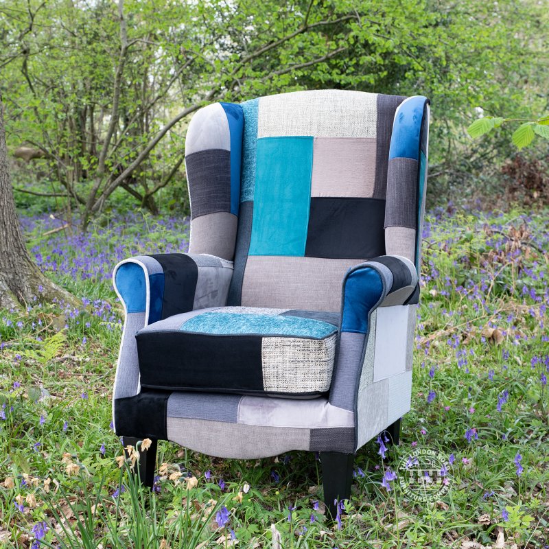London Road Sofas Butterfly Patchwork Armchair - Grey