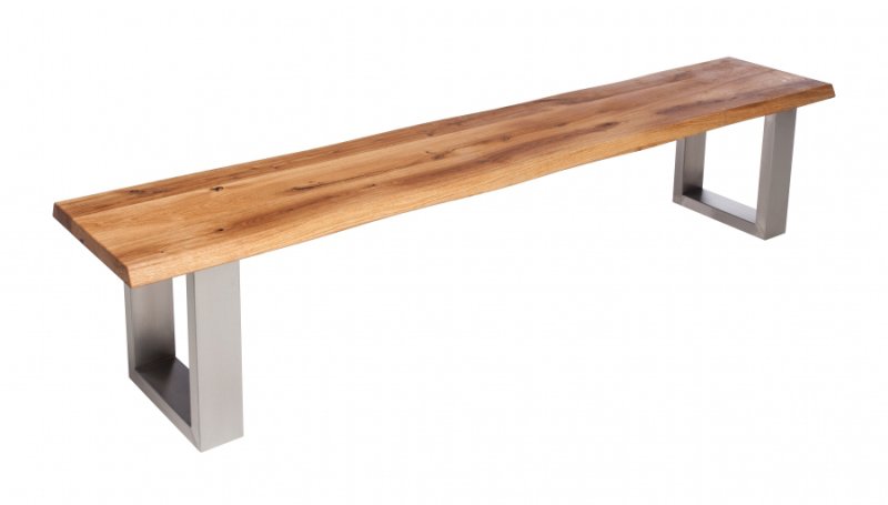 London Road Thor Oak Bench With Stainless Leg